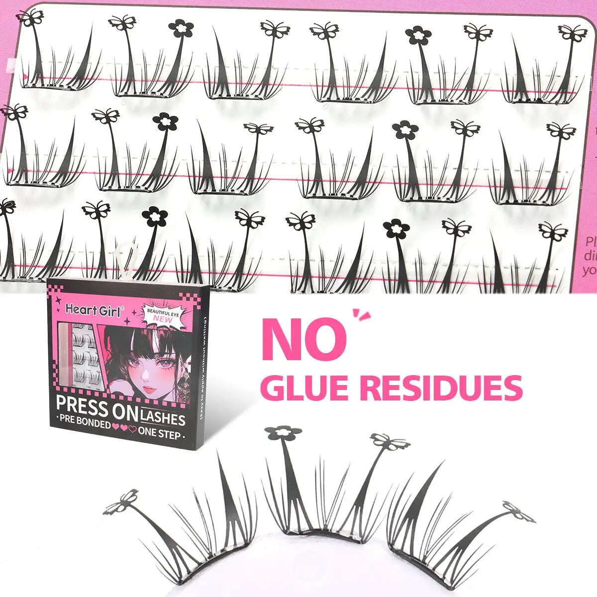 Glue-free False Eyelashes Fluffy Thick & Curled Daily Party Lash Star Butterfly Manga Clusters DIY Eyelash Extension Makeup Tool