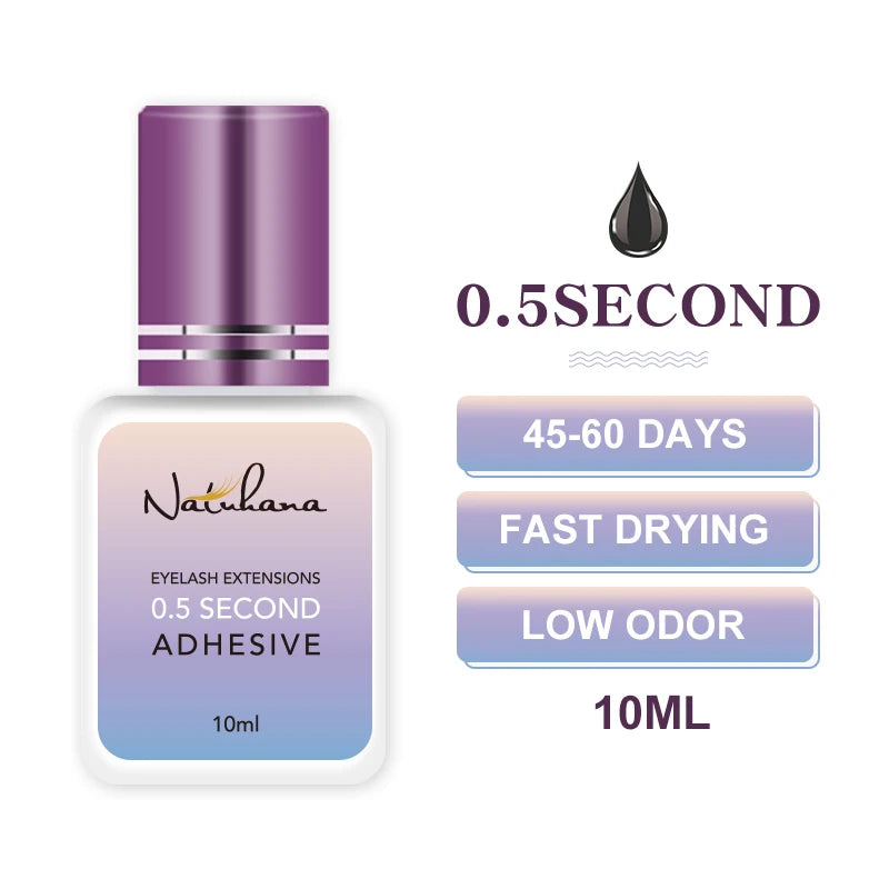 NATUHANA 5ml 1 Second Fast Drying Strong False Eye Lash Extension Glue Adhesive Retention 5-7 Weeks Low Smell Mink Eyelash Glue