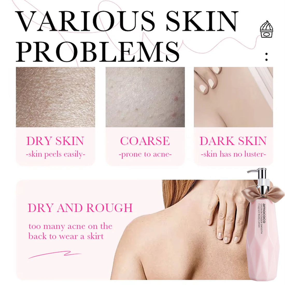 Amococo 2pcs Moisturizing Body Lotion 300ml Each Fragrance Body Lotion for Women Hydrating Smooth Skin Care Lotion Daily Body Moisturizer
