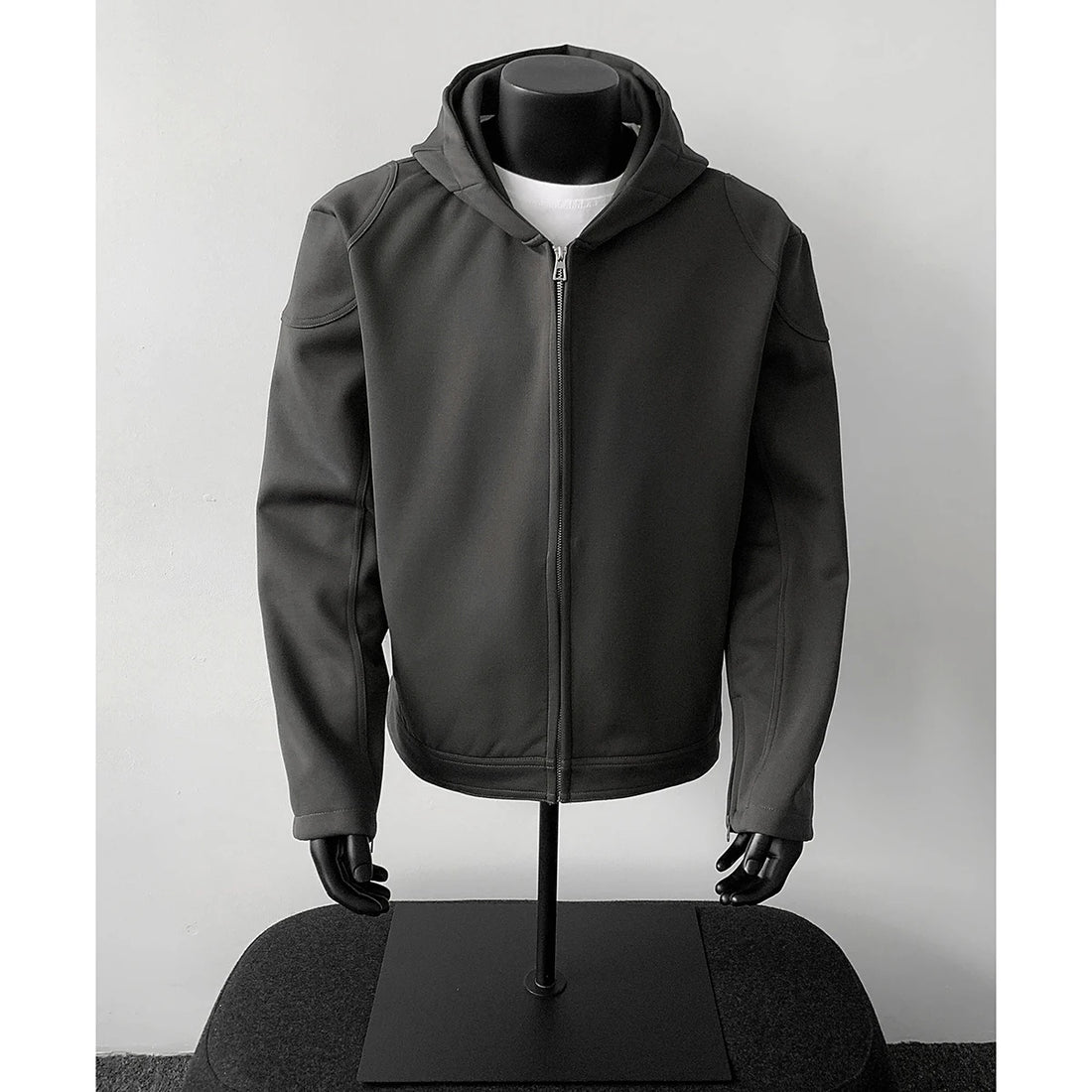 Autumn Regular Shoulder Motorcycle Hooded Sweatshirt with Fake Two - Piece Design | Original Quality Men's Hooded Jacket
