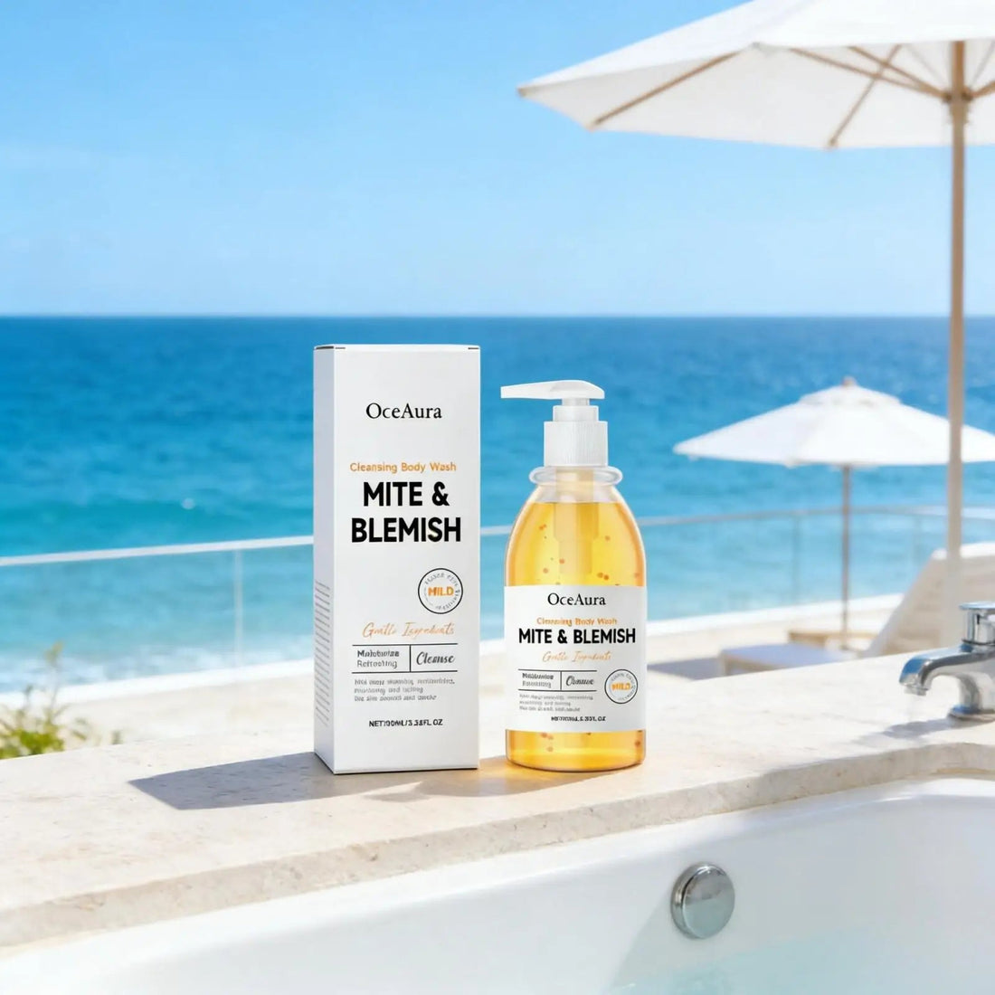 OceAura Shower Gel Body Wash Salicylic Acid Removes Skin Blemishes Anti Mite Oil Control Aloe Hydrating Clean Body Shower Gel Halalzen