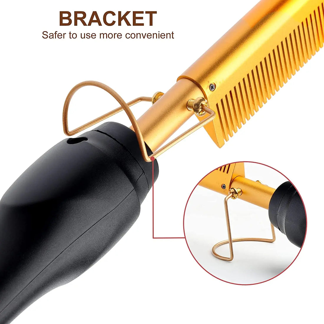 Electric Ceramic Hot Comb Hair Straightener Heat Pressing Anti-Scald Flat Iron for Wigs Beard Styling Tool