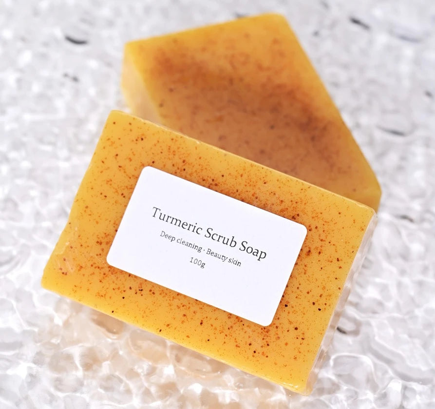 Natural Turmeric Kojic Scrub Soap Cleansing Bath Soap Oil Control & Whitening Kojic Turmeric Soaps for Face,Bath, Body Halalzen