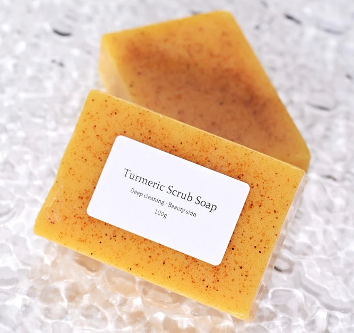 Natural Turmeric Kojic Scrub Soap Cleansing Bath Soap Oil Control & Whitening Kojic Turmeric Soaps for Face,Bath, Body Halalzen