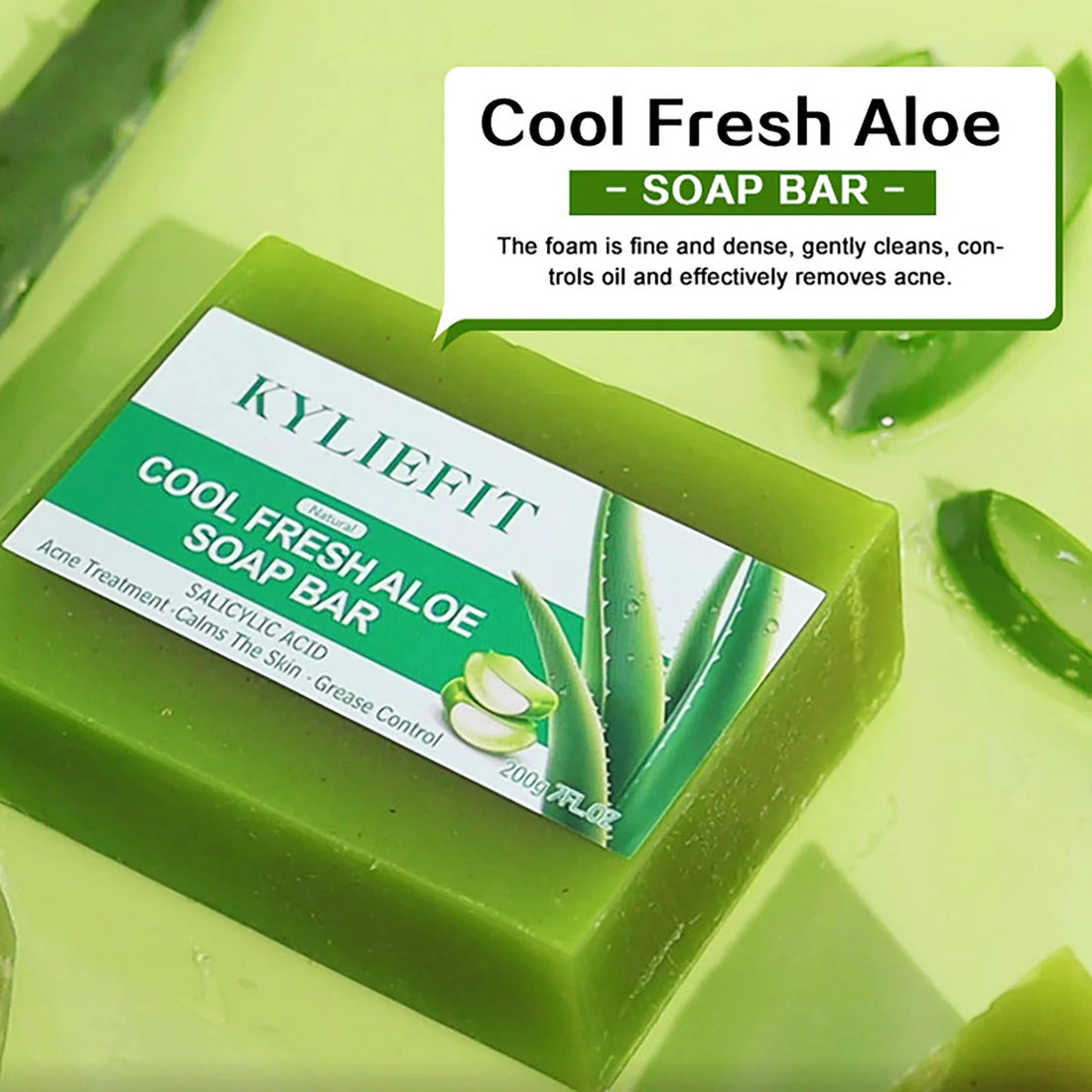 Aloe Brightening Soap Bar, Remove Dark Spots, Sun Spots, Acne, Oil Control, Clean Stains, Exfoliation, For Face and Body, 200g Halalzen
