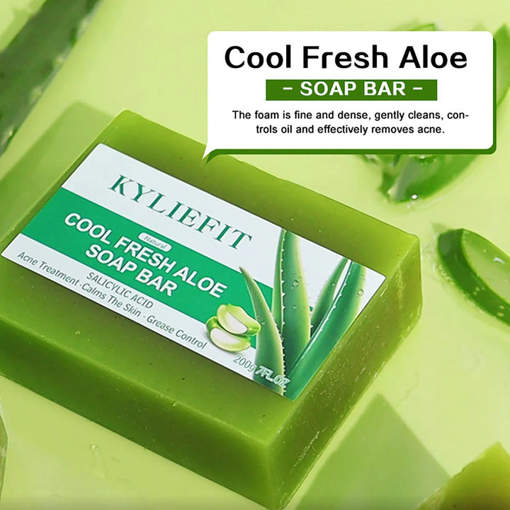 Aloe Brightening Soap Bar, Remove Dark Spots, Sun Spots, Acne, Oil Control, Clean Stains, Exfoliation, For Face and Body, 200g Halalzen