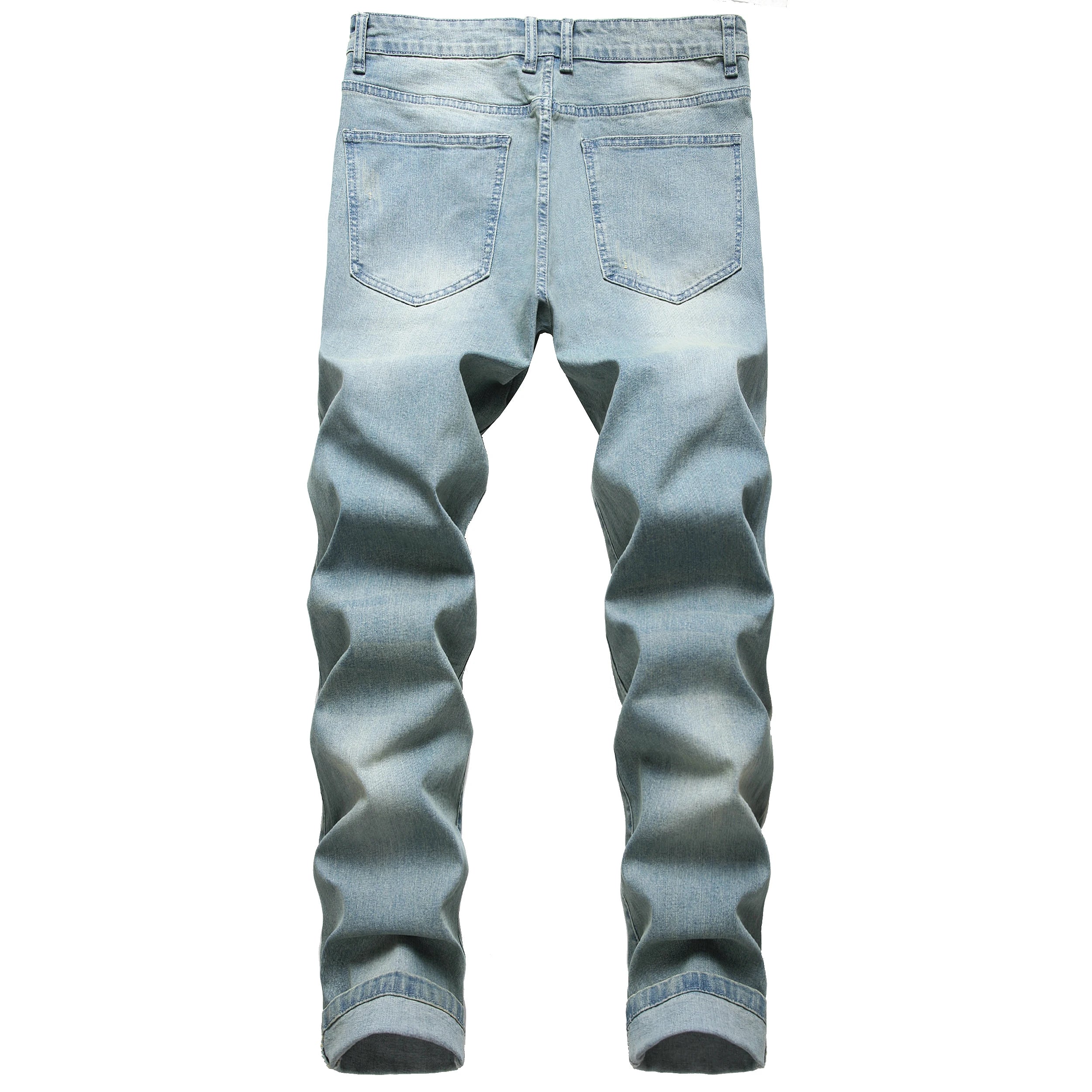 Men's blue casual jeans, casual jeans fashion solid color jeans casual party stretch denim pants LY019