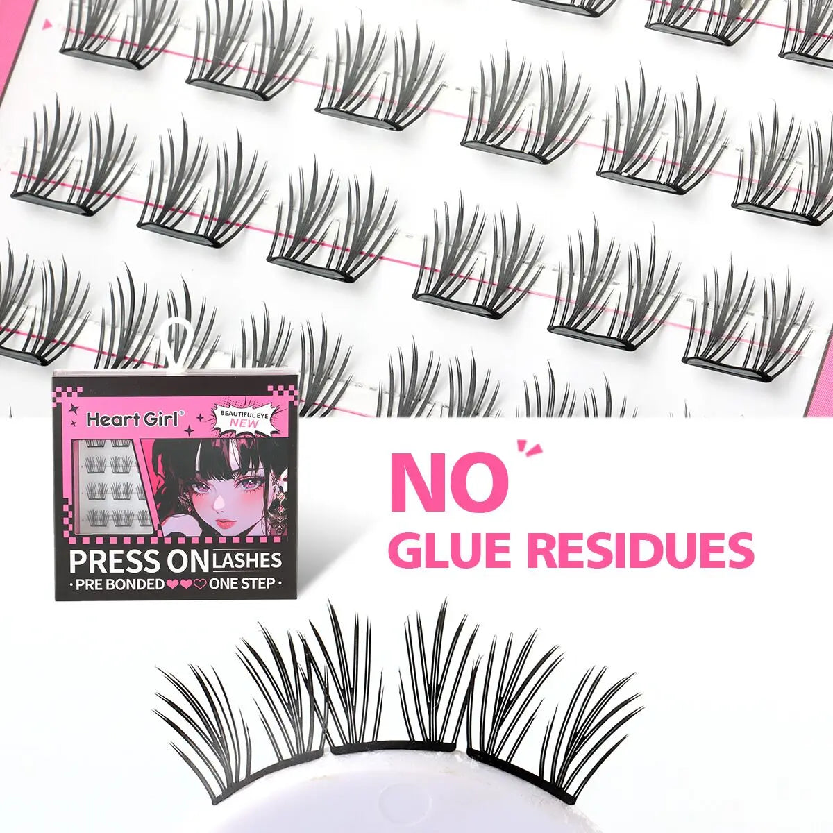 Glue-free False Eyelashes Fluffy Thick & Curled Daily Party Lash Star Butterfly Manga Clusters DIY Eyelash Extension Makeup Tool