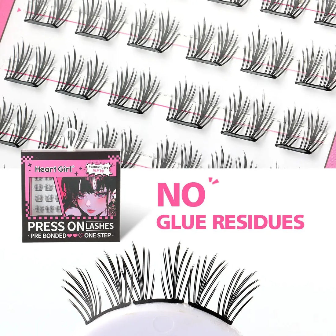 Glue-free False Eyelashes Fluffy Thick & Curled Daily Party Lash Star Butterfly Manga Clusters DIY Eyelash Extension Makeup Tool