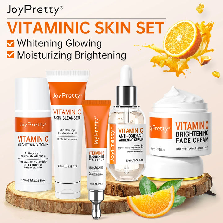 Vitamin C for Face Whitening Set Dark Spots Removal Cream Skincare Kits Eye Lightening Moisturizing Facial Serum Skin Care
