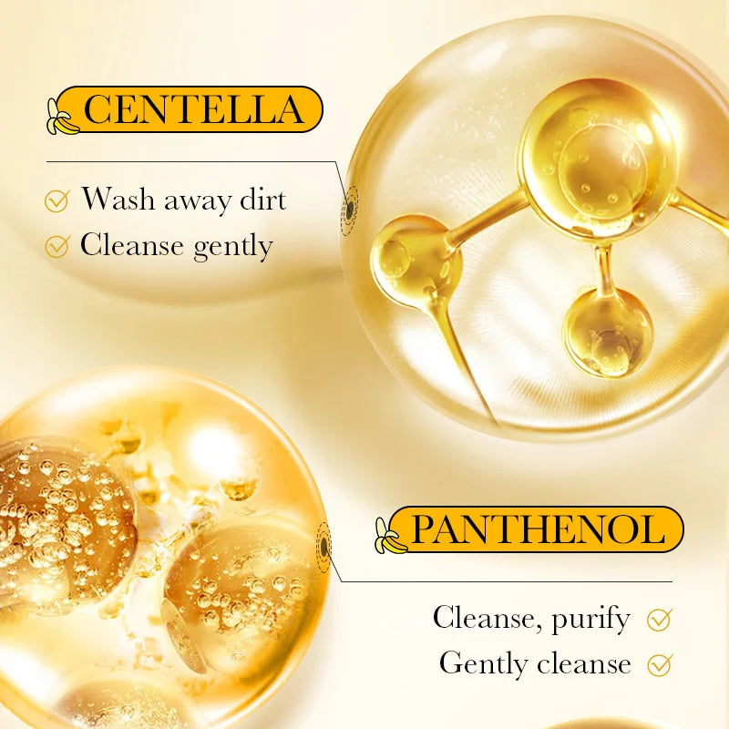 Amino Acid Gentle Facial Cleanser, Banana Extract Deeply Cleanses And Moisturizes Skin, Rich Fragrance, Travel Size. Halalzen