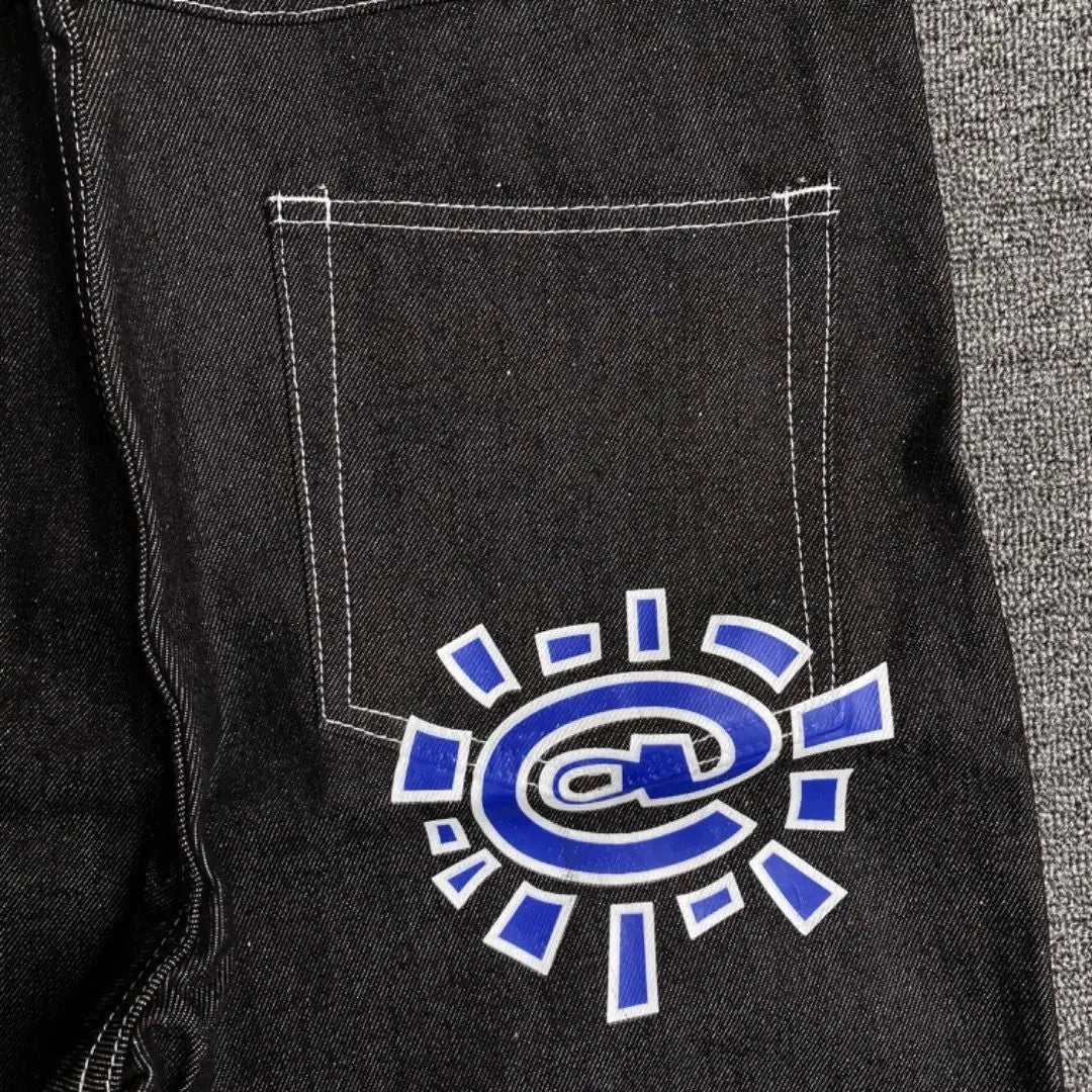 New Always Jeans High quality Printed Embroidery Straight Jeans Black Pants Men Jeans Printing Trend Street Wear AlwaysJeans Men HALALZEN