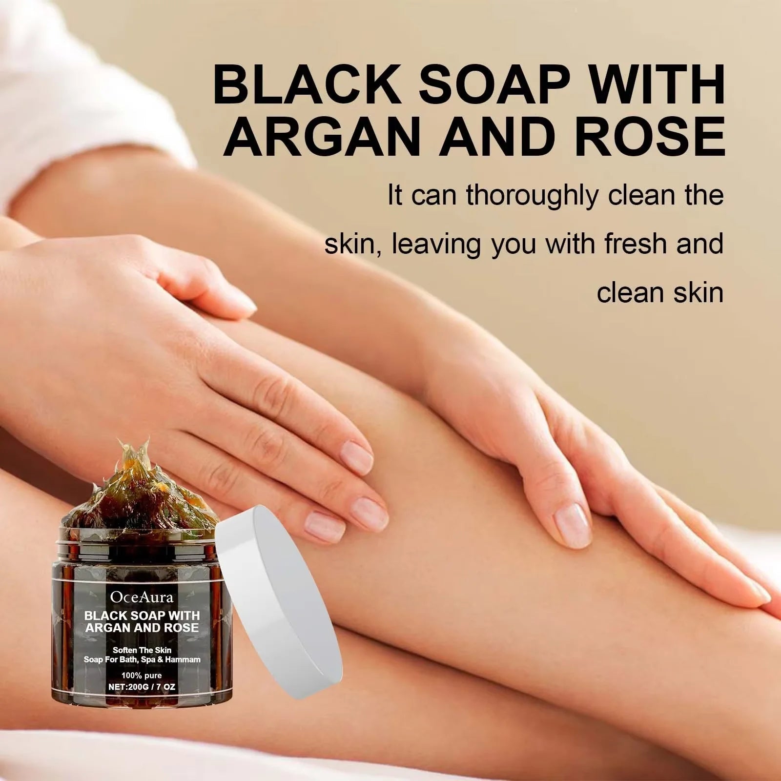 Black Beldi Soap with Argan and Rose Moisturizing Purifying Deep Cleansing Softening Body Scrub Dead Skin Remover Acne Skin Care Halalzen