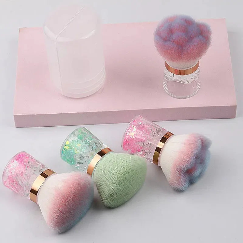 New fashion pink hair nail Dust Brush Portable blush Powder Brush Advanced Beauty tool makeup brush Halalzen