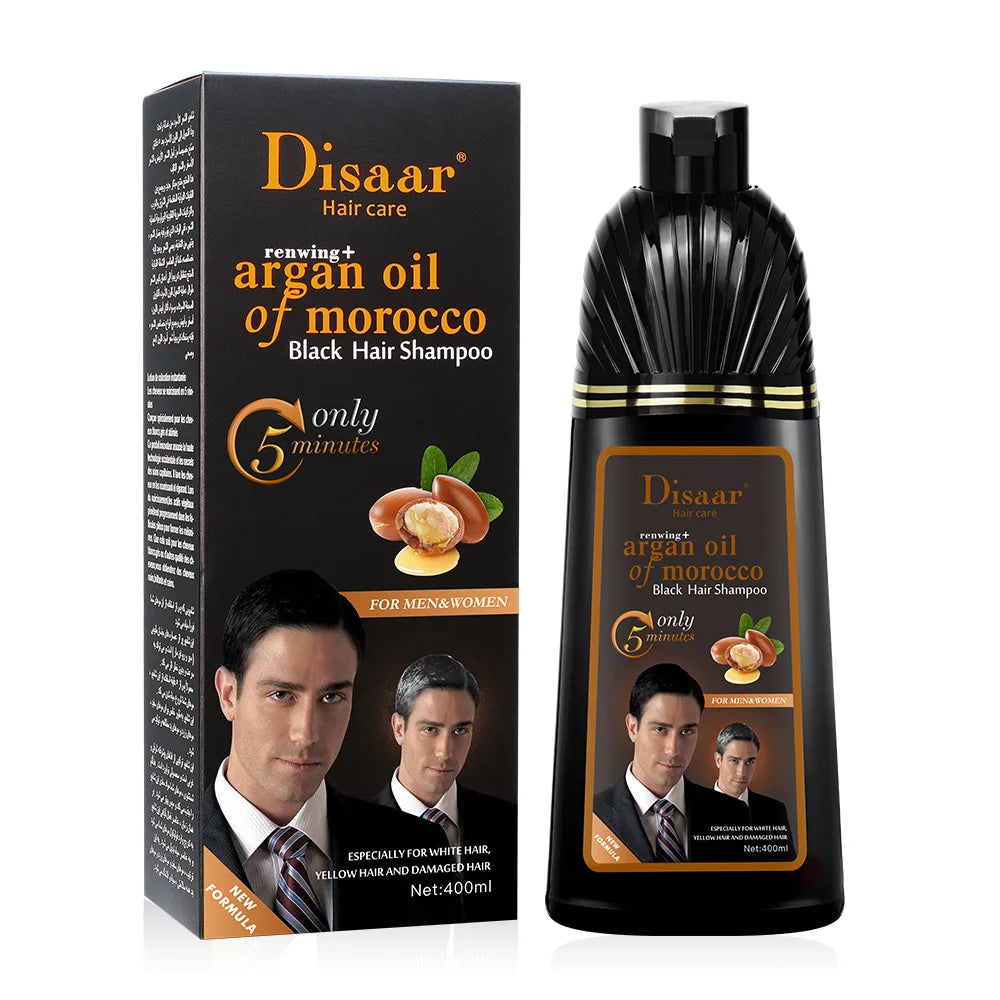 DISAAR 400ML Cover Grey Hair Morocco Argan Oil Care Fast Magic Black Hair Shampoo Dye Repair Damaged Improve Split Hair Rough