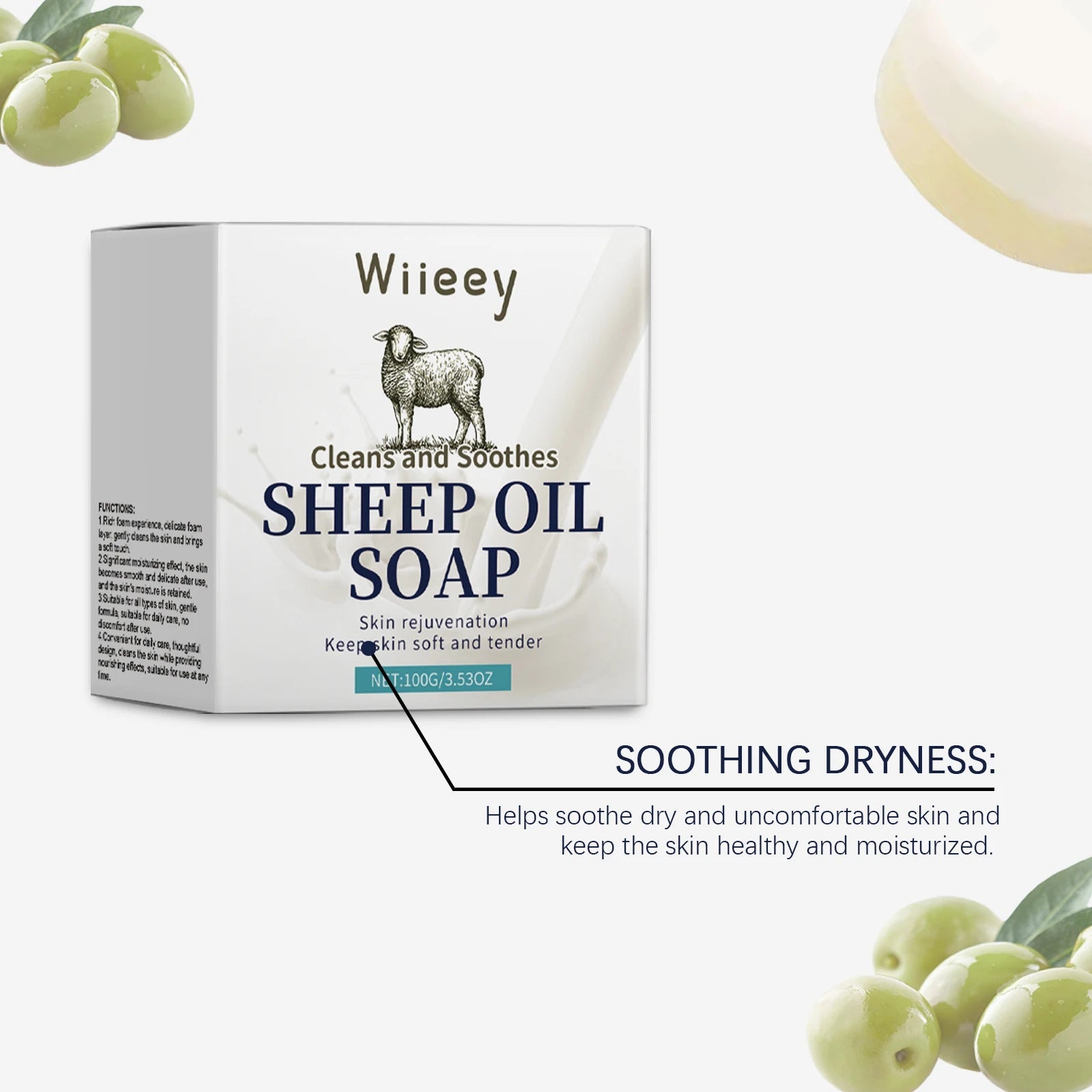Lanolin Moisturizing Soap - Gentle, Refreshing & Oil-Control Soap for Body Cleansing, Facial Cleansing and Bathing Halalzen