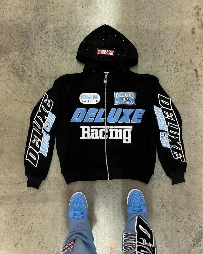 Harajuku personalized geometric print design oversized graphic hoodies women trendy street y2k fashion casual couple sweatshirts