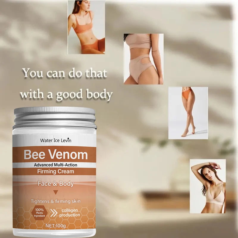 Bee Venom Firming Cream with Collagen & Botulinum Oligopeptide-1, Multi-Action Tightens, Moisturizes Face & Body Skin