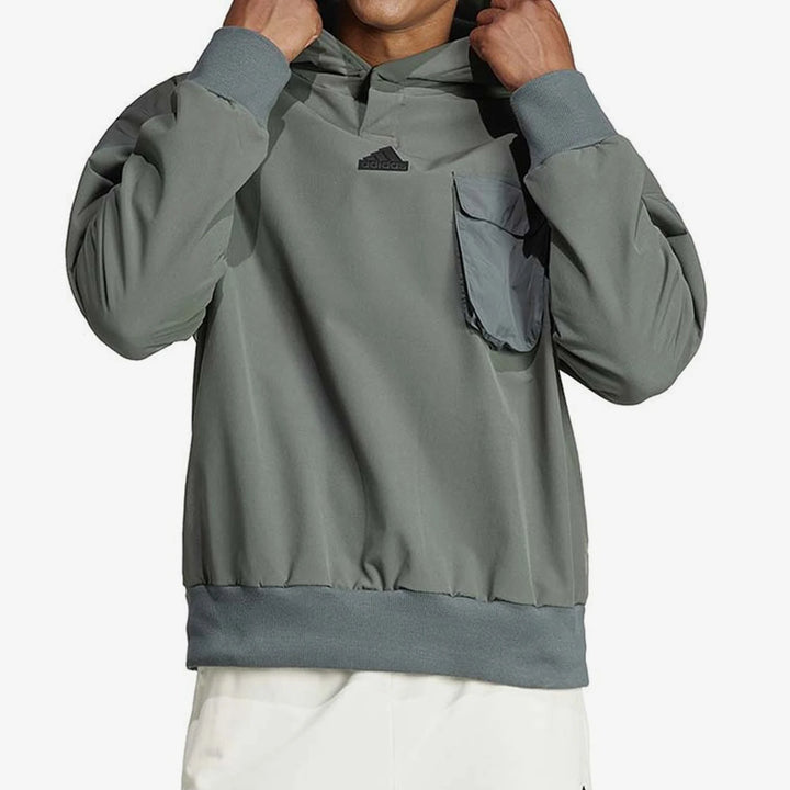 Adidas Genuine 2024 New Men's Fleece-Lined Hooded Knit Hoodie IR5182