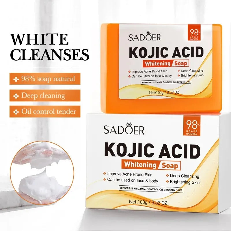 Sadoer Kojic Acid Facial Soap Face Wash Foam Facial Cleanser Moisturizing Hydrating Oil Control Body Bathing Handmade Soap Halalzen