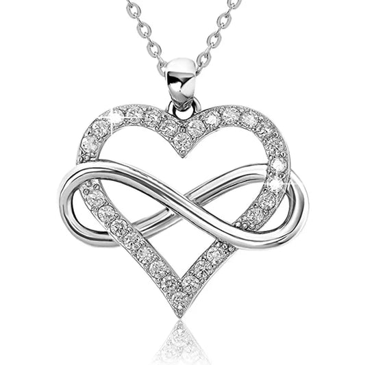 Huitan Silver Color Love Heart Necklace for Women Full with Sparkling CZ Engagement Wedding Bridal Necklaces New Fashion Jewelry