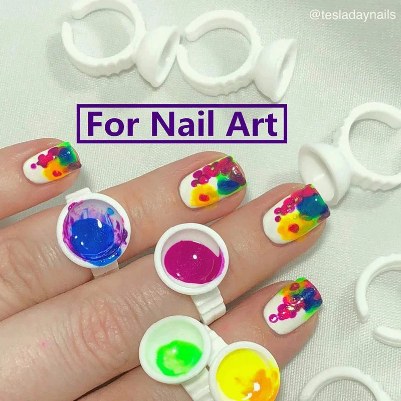 50/100pcs Glue Rings For Eyelash Extension Nail Art Glue Holders Eyelash Pallet Cups For Tattoo Pigment Makeup Tools
