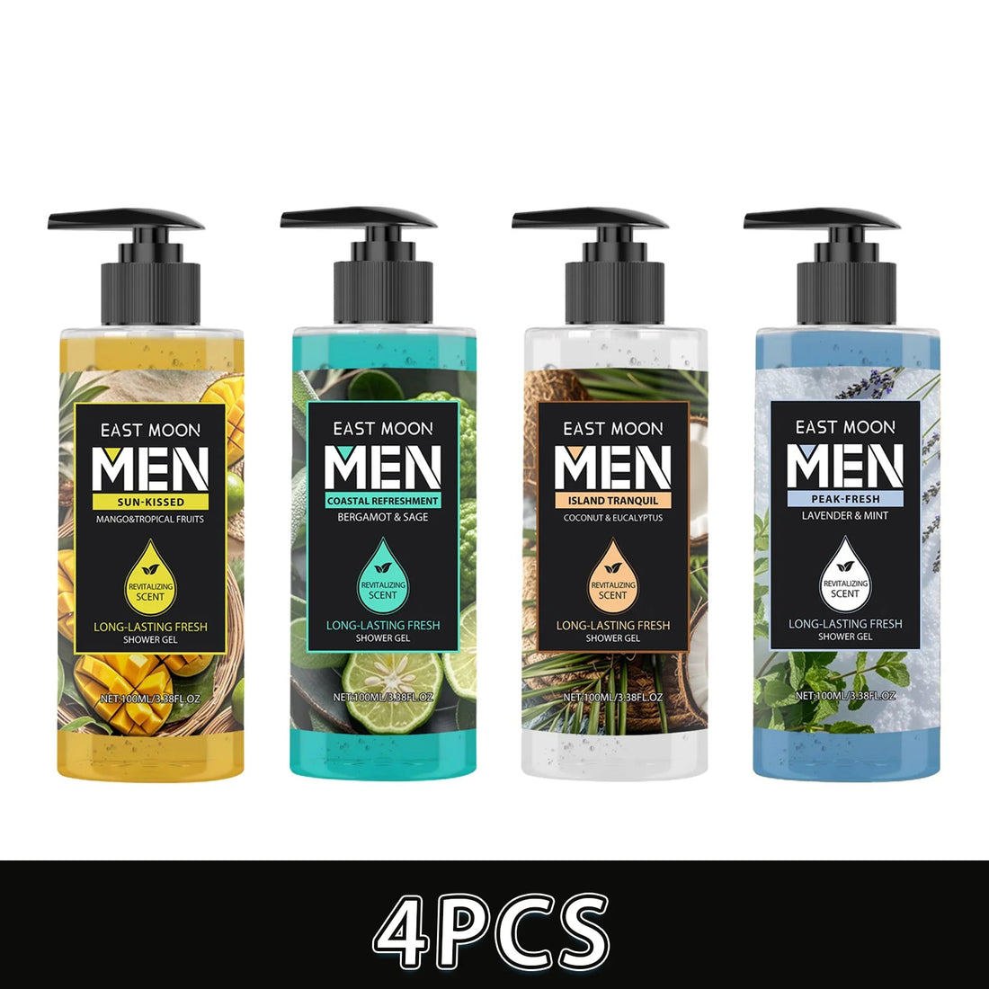 Men's Eucalyptus Coconut Body Wash Deep Cleansing Shower Gel Refreshing Scent Long Lasting Fragrance Oil Control 100ml Halalzen