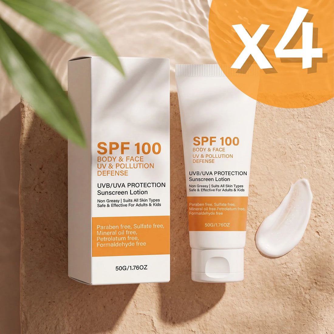 SPF 100 Sunscreen Instant Sun Protect Broad Spectrum UVA & UVB Protection Wateproof Non-Greasy Sunblock For Beach Outdoor Sports