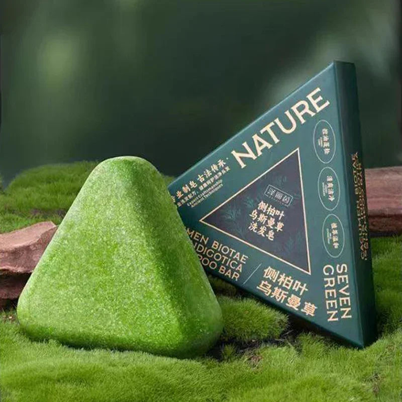 Green Natural Arborvitae Leaf Shampoo Bar Hair Loss Effectively Dandruff Strengthens Hair Roots Controls Oil Solid Shampoo Bar