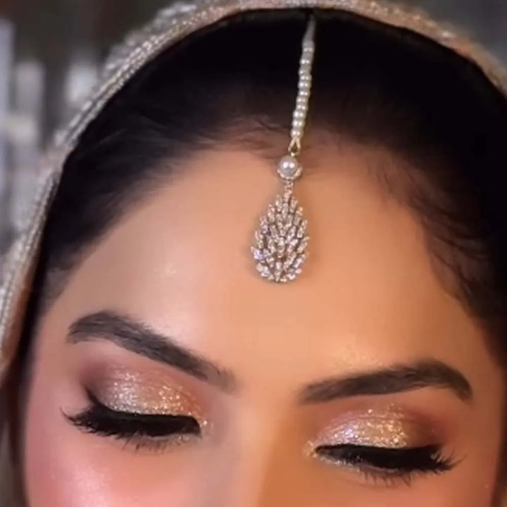 Stonefans Pearl Forehead Chain – Vintage Indian Headband with Crystal Pendant