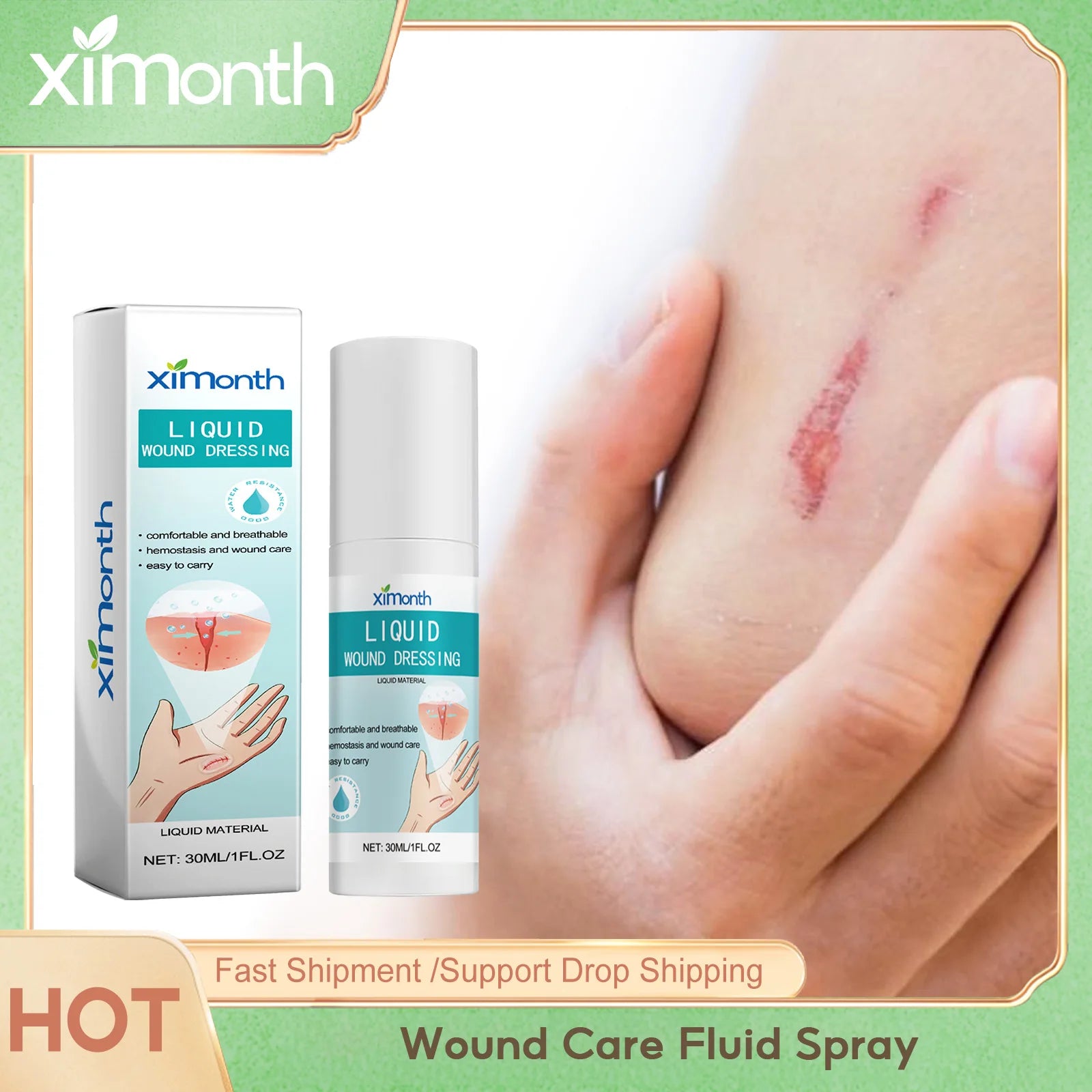 Ximonth Bandage Wound Care Liquid Spray Help Healing Recovery Cut Scratch Breathable and Waterproof Body Band Aid Liquid Sprays