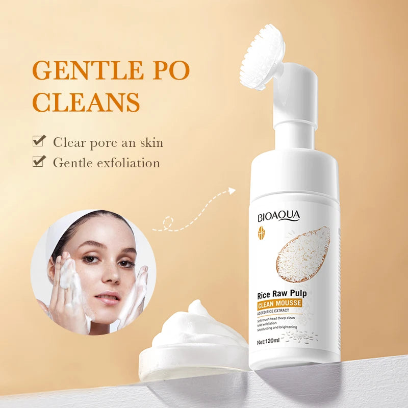 BIOAQUA White Rice Facial Cleanser Whitening Deep Cleansing Face Massage Moisturizing Anti-aging Face Wash Foam Facial Cleanser Halalzen