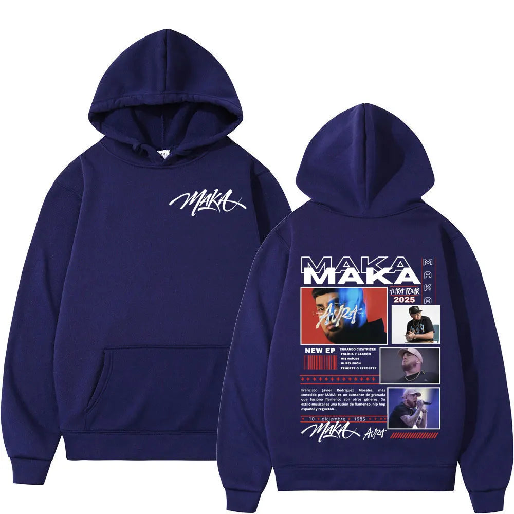 Rapper Maka Aura 2025 Tour Merch Hoodies Men's Women Fashion Hip Hop Hooded Sweatshirts Fans Gift Oversized Pullovers Streetwear