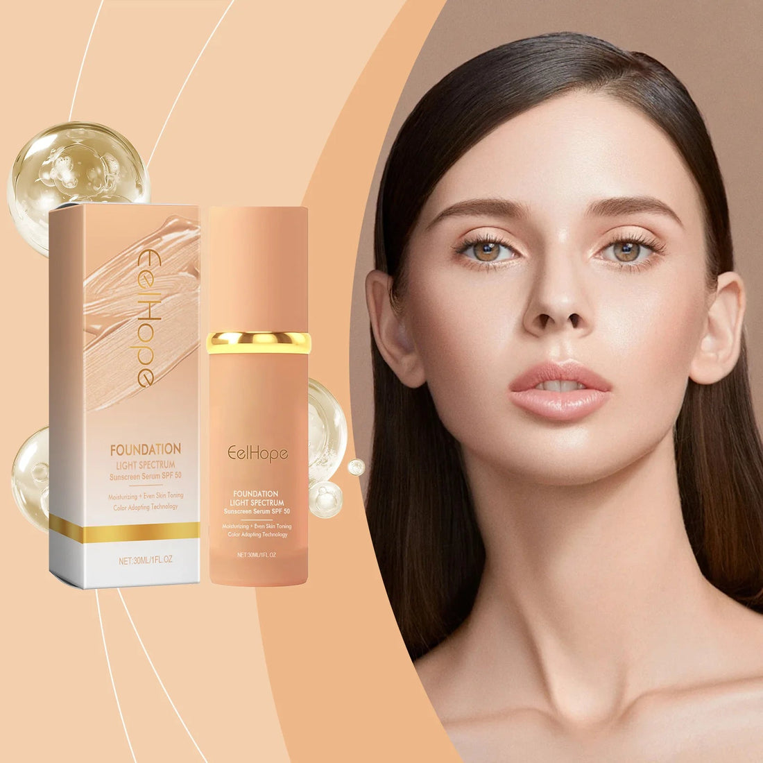 4-in-1 Foundation Liquid Makeup Hydrate Full Coverage Concealer Spf 50 Light Spectrum Sunscreen Serum Repair Moisturizing Primer Halalzen