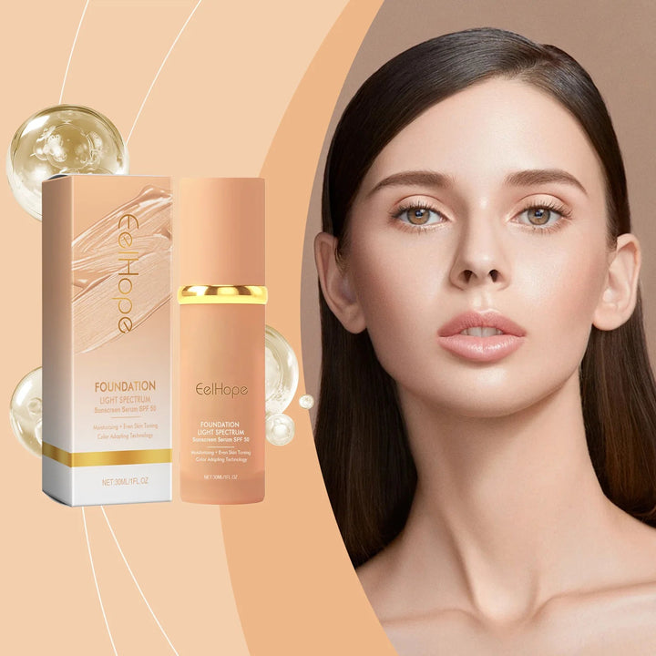 4-in-1 Foundation Liquid Makeup Hydrate Full Coverage Concealer Spf 50 Light Spectrum Sunscreen Serum Repair Moisturizing Primer Halalzen