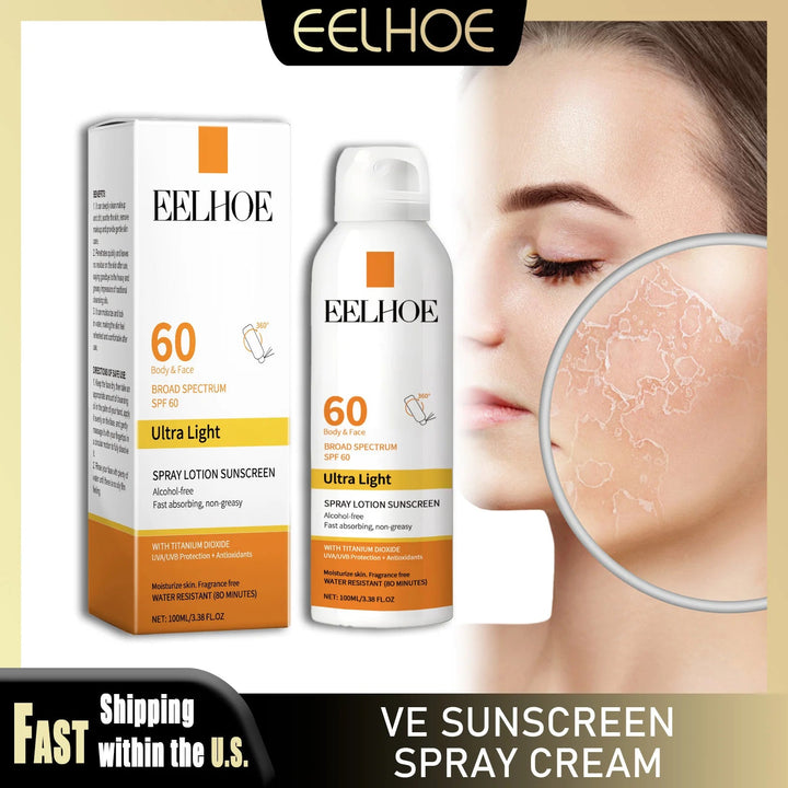 EELHOE Vitamin E Sunscreen Spray 100ml Long-lasting Deep Moisturizing Anti-UV Skin Protector Anti Oxidant Face Body Skin Care Halalzen