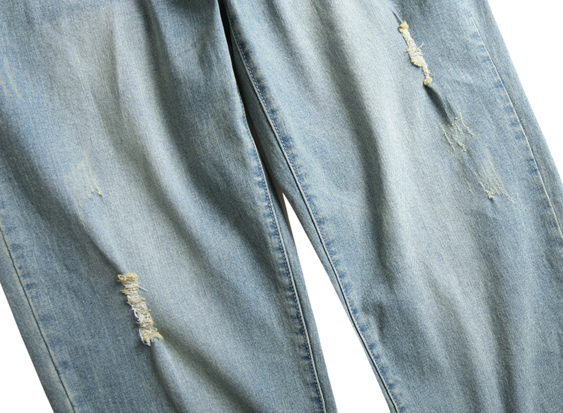 Men's blue casual jeans, casual jeans fashion solid color jeans casual party stretch denim pants LY019