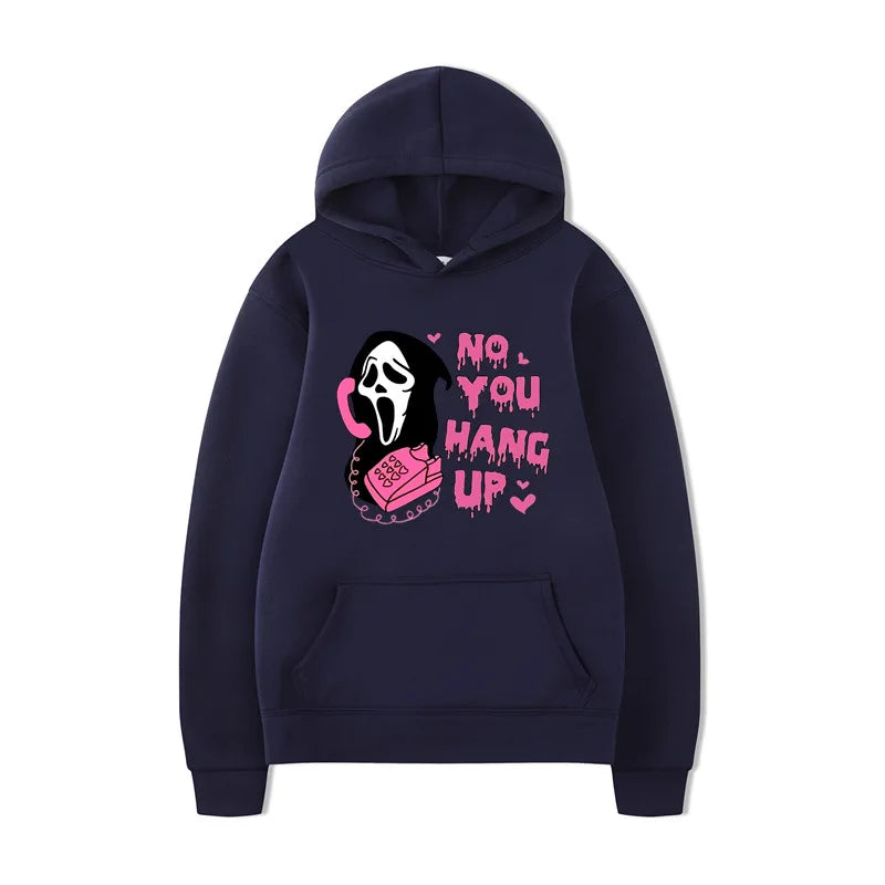 No You Hang Up Halloween Hot Selling Hoodie Colorful Printed Harajuku Hip Hop Long Sleeve Loose Hoodie Casual Top