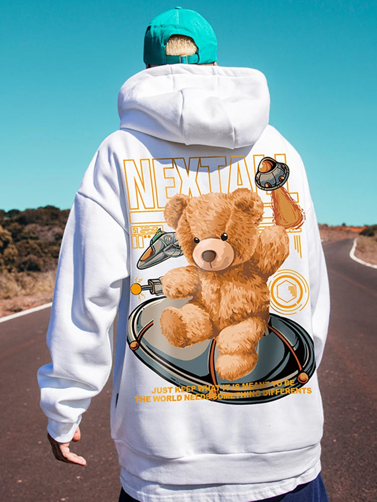 Autumn Men Hip Hop Bear Graphic Hoodie 2025 Cartoon Casual Oversized Hoodies Streetwear Fashion Sweatshirts Japanese y2k Clothes