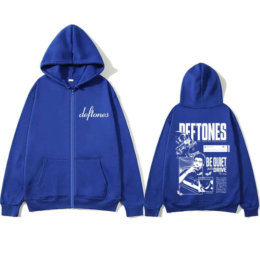 Rock Band Deftones Around The Fur Be Quiet and Drive Print Zipper Hoodie Men Alternative Metal Coat Male Vintage Zip Up Jacket