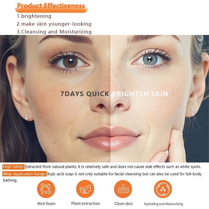 Kojic Acid Soap For Face And Body Bath More Radiant Gentle Cleansing Soap For Women Create a more even-looking Light Beige Halalzen