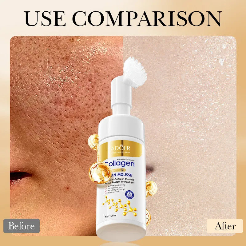 SADOER Collagen Facial Cleanser for Anti Wrinkle Deep Cleaning Mousse Nourishing Moisture Skin Care 120ml Halalzen
