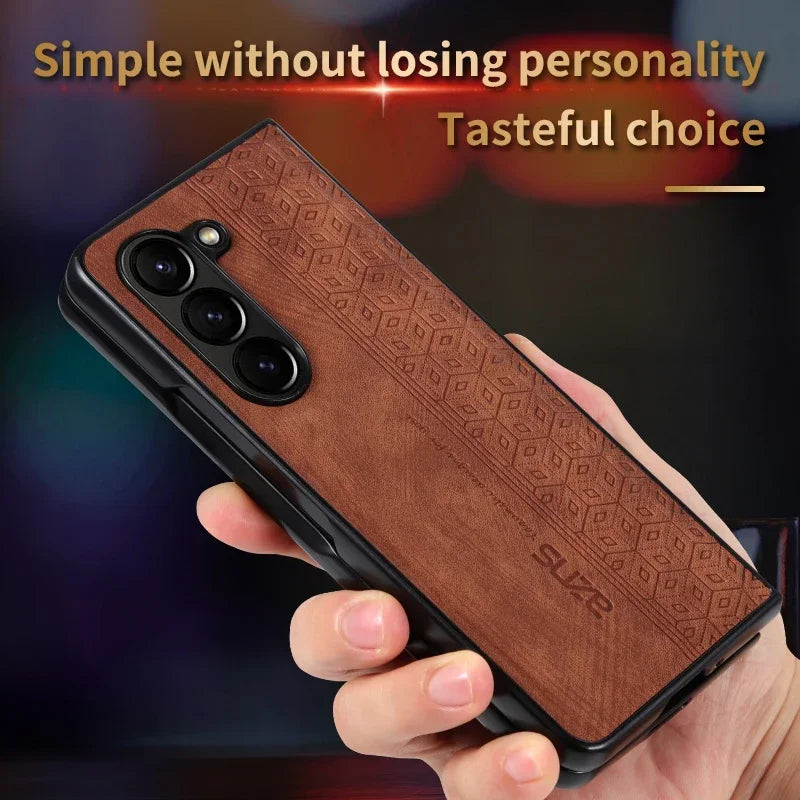 Luxury PU Leather Mobile Phone Case For Samsung Galaxy Z Fold 7 6 5 4 3 Bumper Coque Back Cover For Galaxy Z Fold 5 4 3