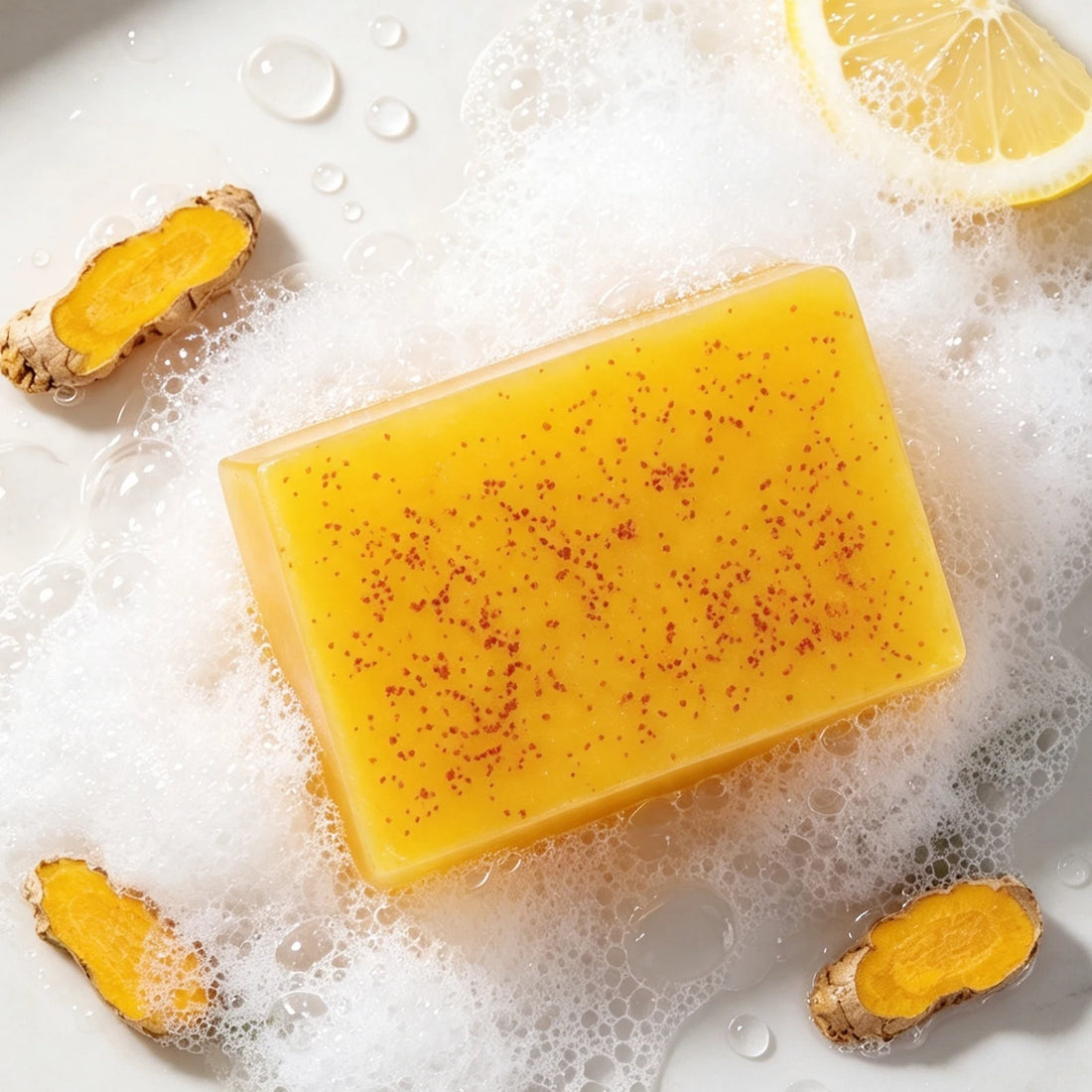 Amococo Turmeric Kojic Acid Soap 100g Deep Cleansing Bar Soap for Face and Hands Natural Skin Care Body Cleanser Daily Bath Soap