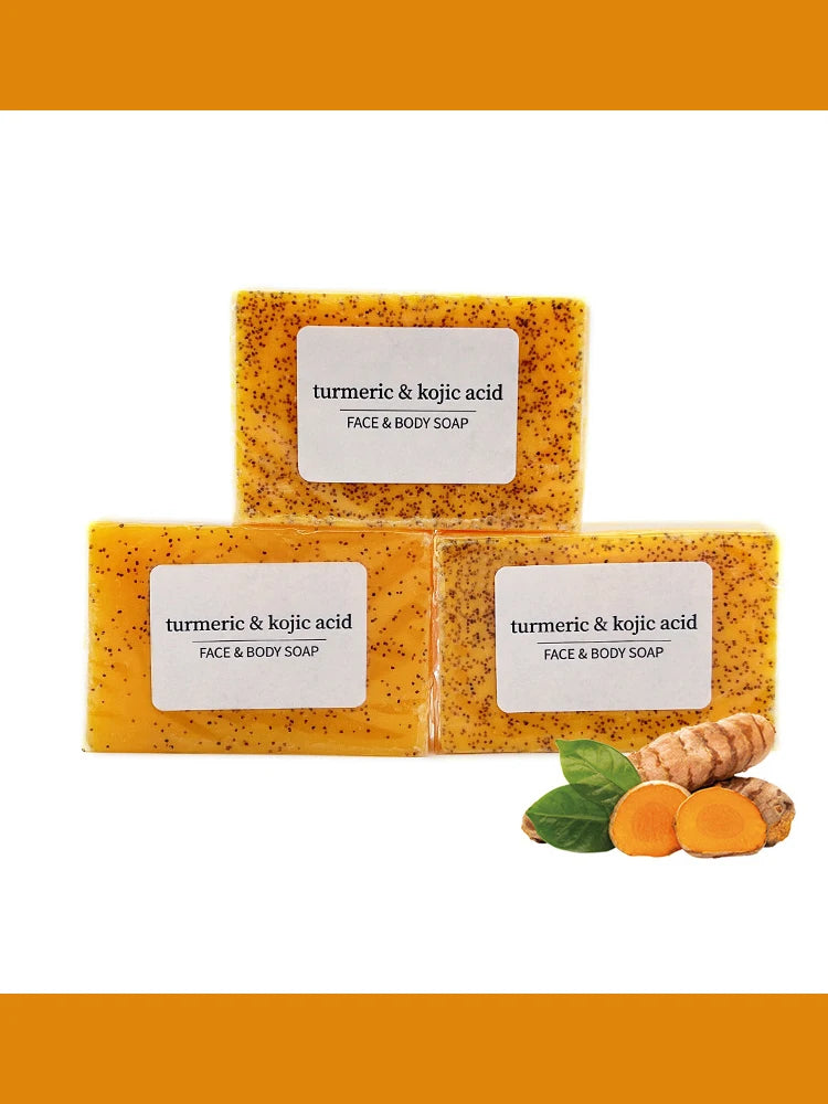 Turmeric Natural Bar Soap for Men, Lemon Kojic Acid Soap, Shower and Facial Soap