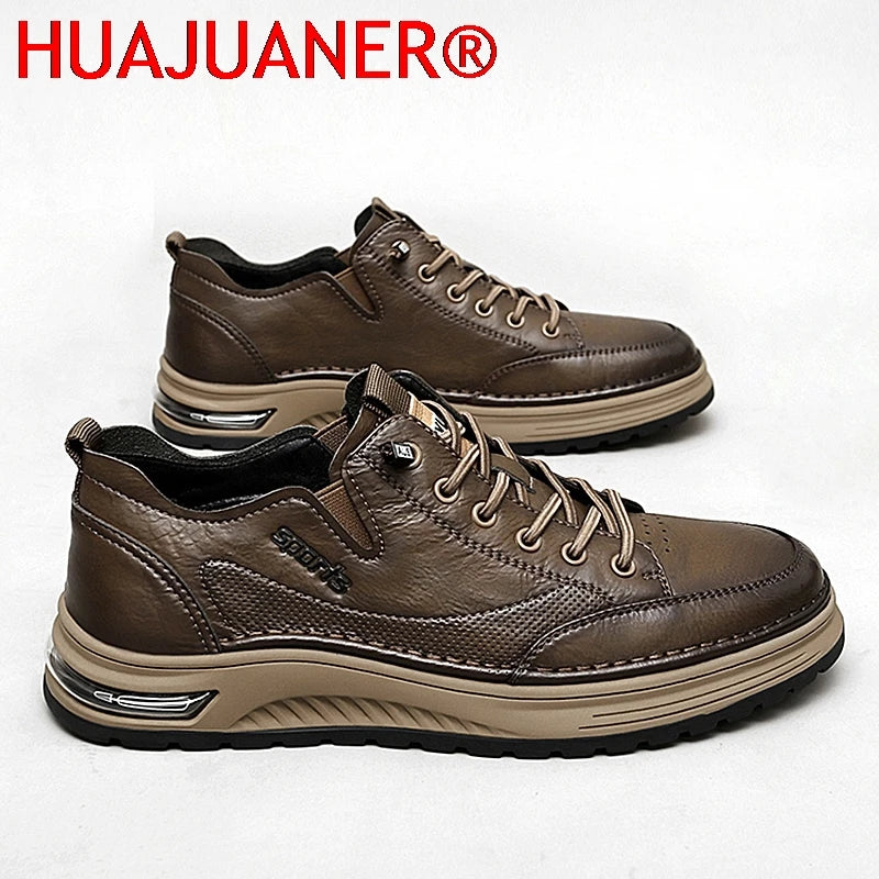 Designer Brand Men Genuine Leather Outdoor Oxford Shoe Antiskid Wear-Resistant Vulcanized Shoe Comfy Casual Lace-Up Running Shoe