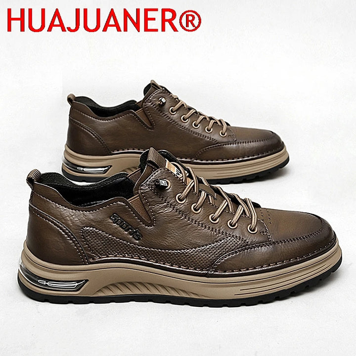 Designer Brand Men Genuine Leather Outdoor Oxford Shoe Antiskid Wear-Resistant Vulcanized Shoe Comfy Casual Lace-Up Running Shoe