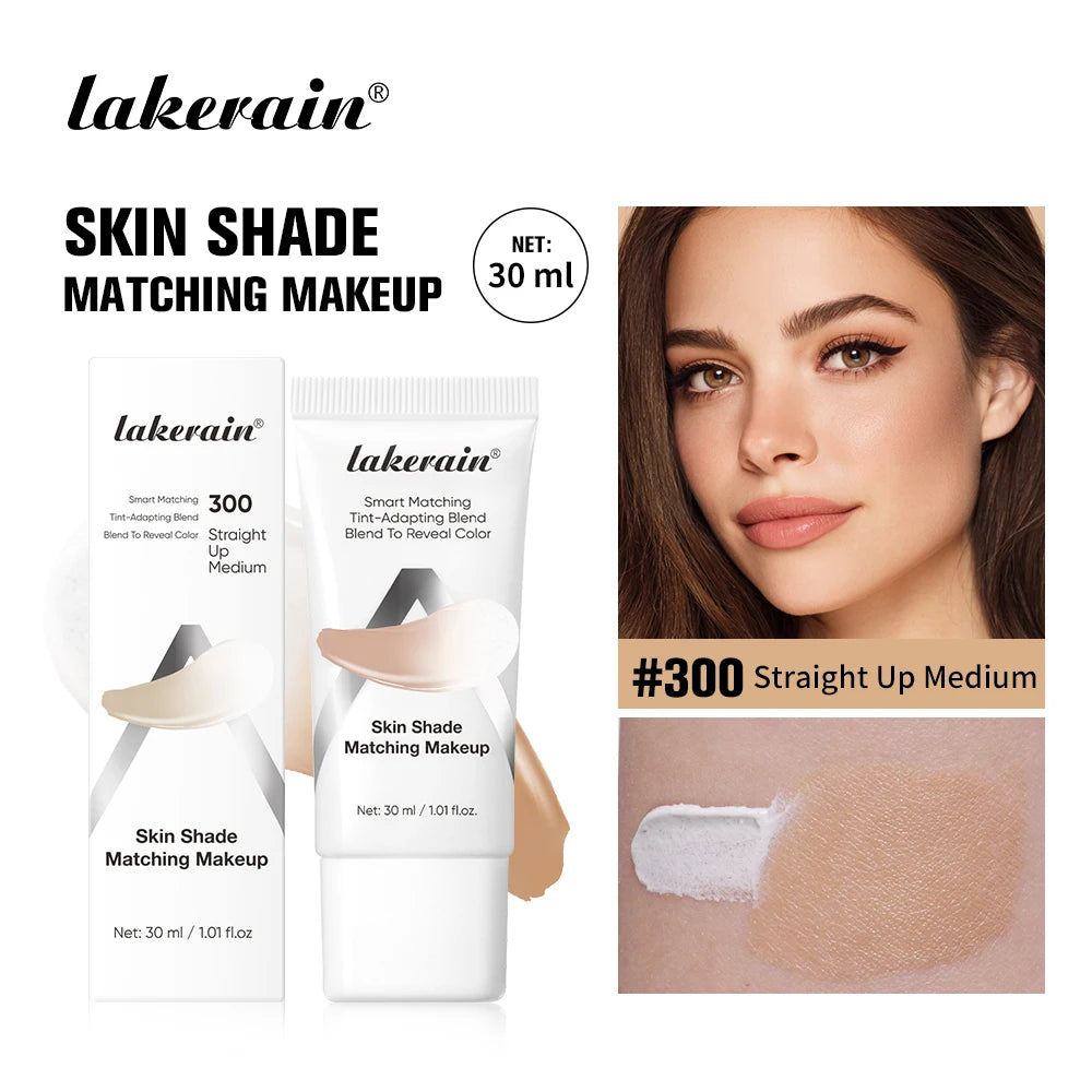 Lakerain Color Changing Liquid Foundation Brightening Moisturizing Skin SPF 15 Sunscreen Natural Even Skin Tone Slight Concealer