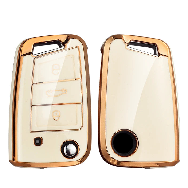 Car TPU Key Case Cover For VW Volkswagen Golf 7 MK7 Tiguan MK2 T-roc T-cross Skoda Octavia Kodiaq Karoq Seat Ateca Leon Fob