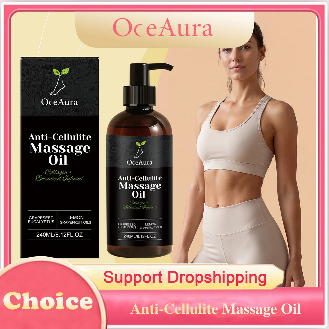 Collagen Anti-Cellulite Massage Oil Abdomen Thigh Firming Nourishing Dry Skin Glowing Soothing Revitalizing Tightening Body Oil